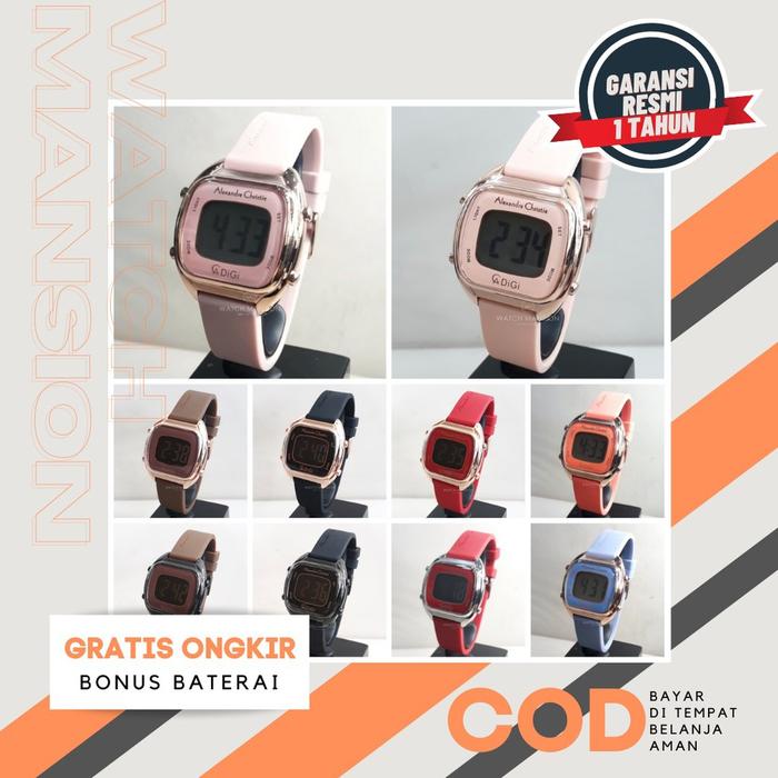 JAM TANGAN WANITA AC9335 AC 9335 ALEXANDRE CHRISTIE 9335 DIGITAL RUBBER ORIGINAL & GARANSI RESMI