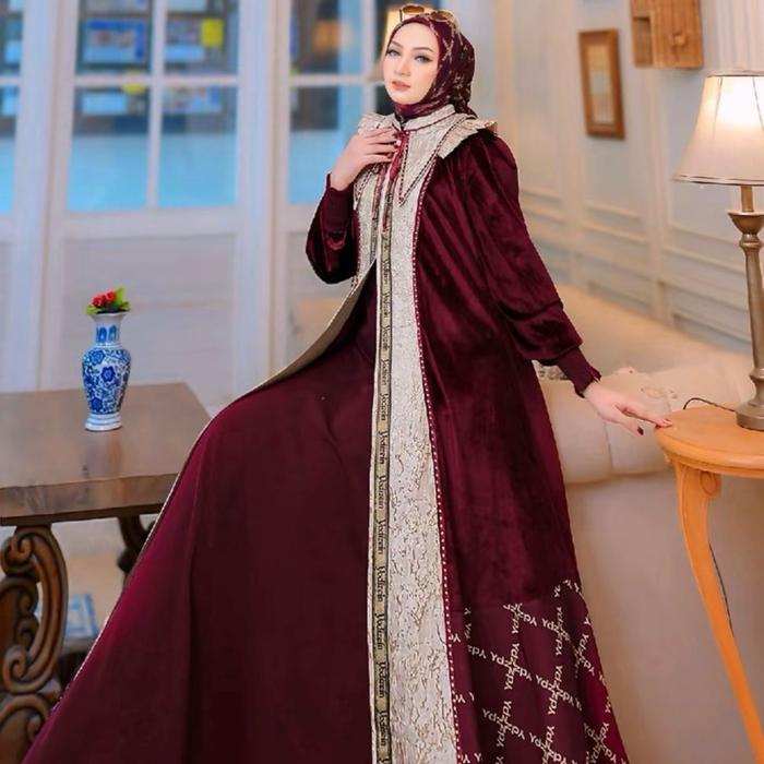 Gamis Petra Hijab Silk Bludru dan Jaguard Yodizein Syari Premium