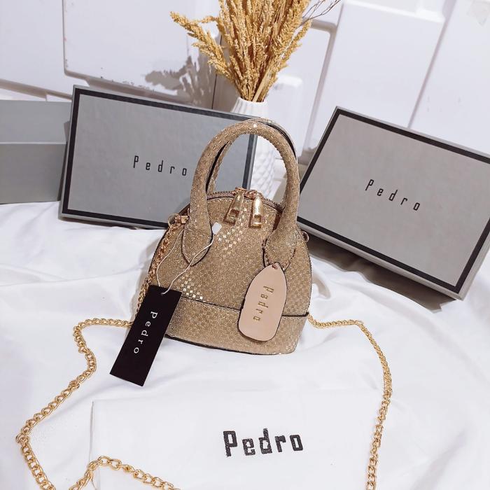 Big Promo Tas Selempang P*Dro Alma Mini Gliter Kode Sp029 + Set Box Ada Tali Panjang, Dalaman Suede,