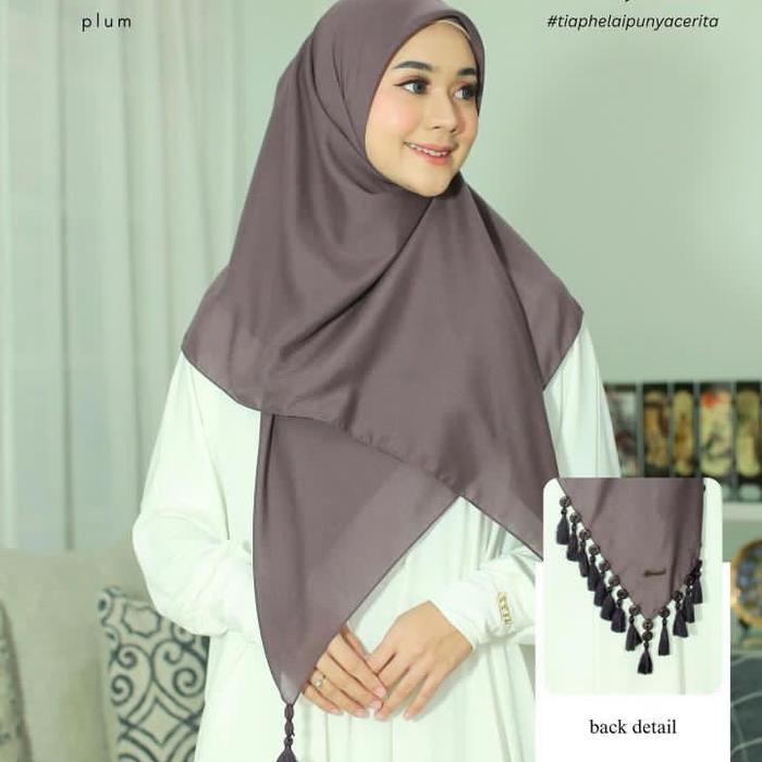 Beeme scarves - hijab segi empat polos tassel lytha series beeme scarves Kerudung Voal Muslim Square