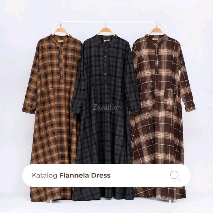 Ready Flanella Dress & Eflannel Kemeja Series By Zanuba Hijab X Elzanji/Kemeja/Dres/Gamis/Kemeja fla