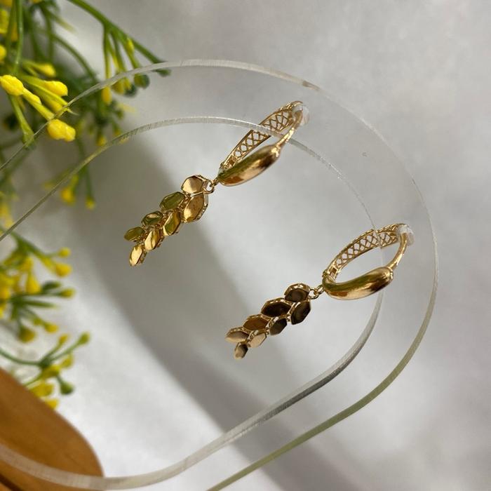Anting jepit daun mas kuning kadar 375/8K 1.83gr