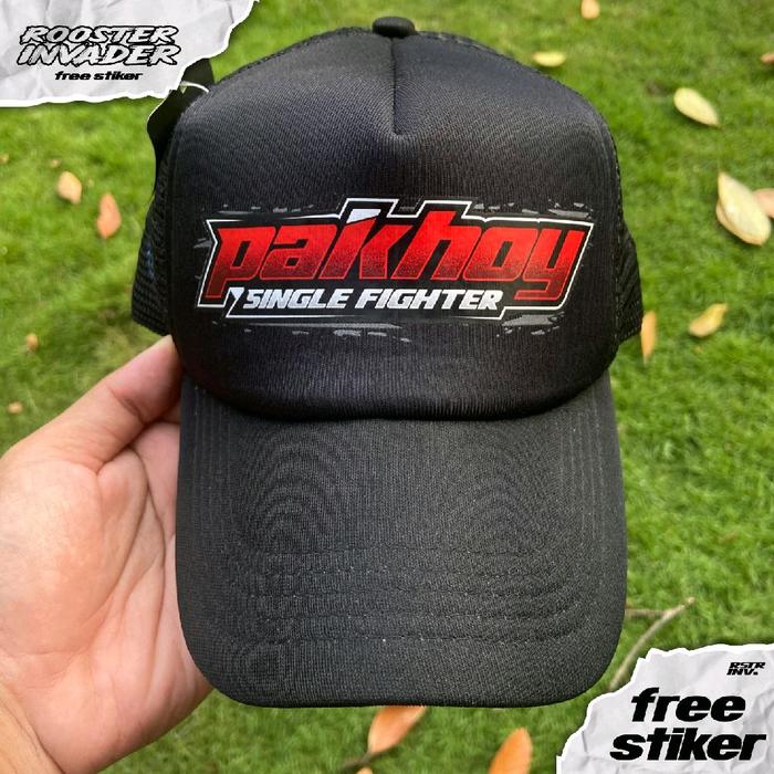 Topi Pakhoy single fighter ayam bangkok hitam trucker jaring
