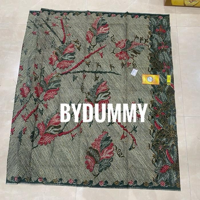 Sarung Batik Pekalongan Iskandartex merk Kapal Api halus warna hijau motif kembang semi garis belom