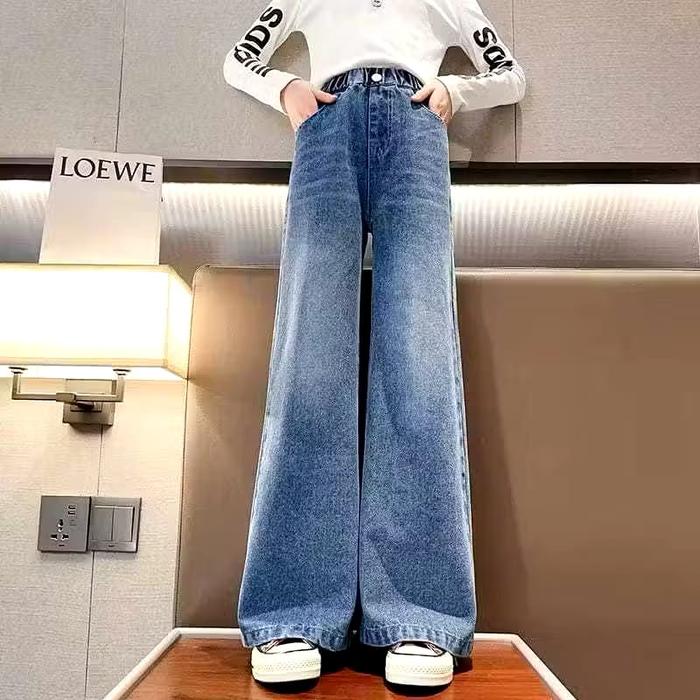 Celana Jeans baggy Anak Perempuan Gombrong Sekena Higwaist Kombor Lurus Denim Polos Fashion Style sk