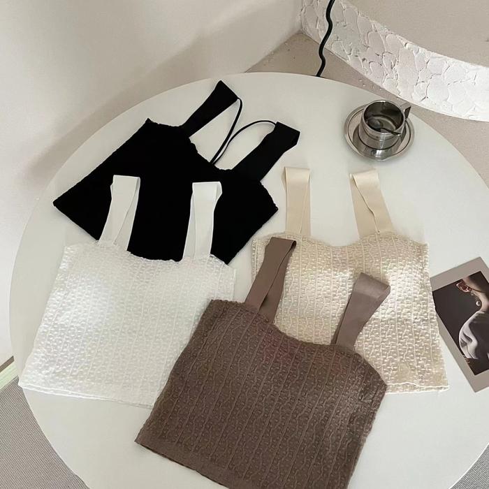 Ninabobo BR254 Tanktop Bra Korea Tali Lebar Wanita Crop Top Bra Motif Transparan Adem Push Up