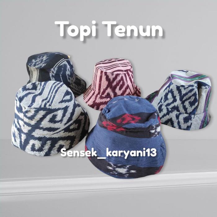 Topi Etnik Bucket Hat Tenun Kain Asli Estetik