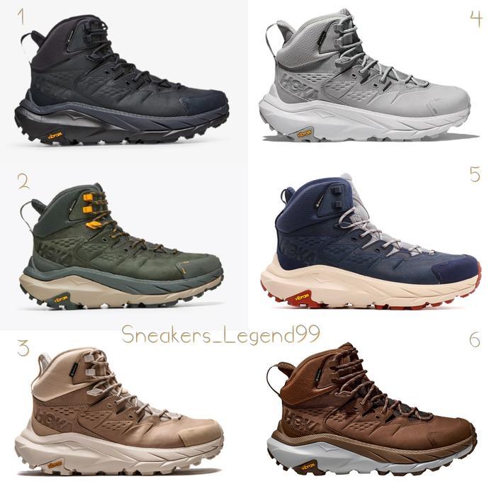 PREMIUM (READY) terjamin Sepatu Gunung Boot Hoka One Kaha Vibram Gore-Tex Cream Grey Premium terlari