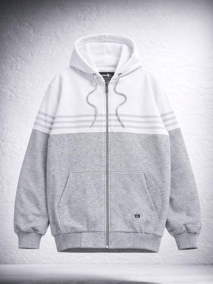 Nsa Ind Hoodie Zipper Strip Sebusca Misty Grey White pria wanita Sweater Distro
