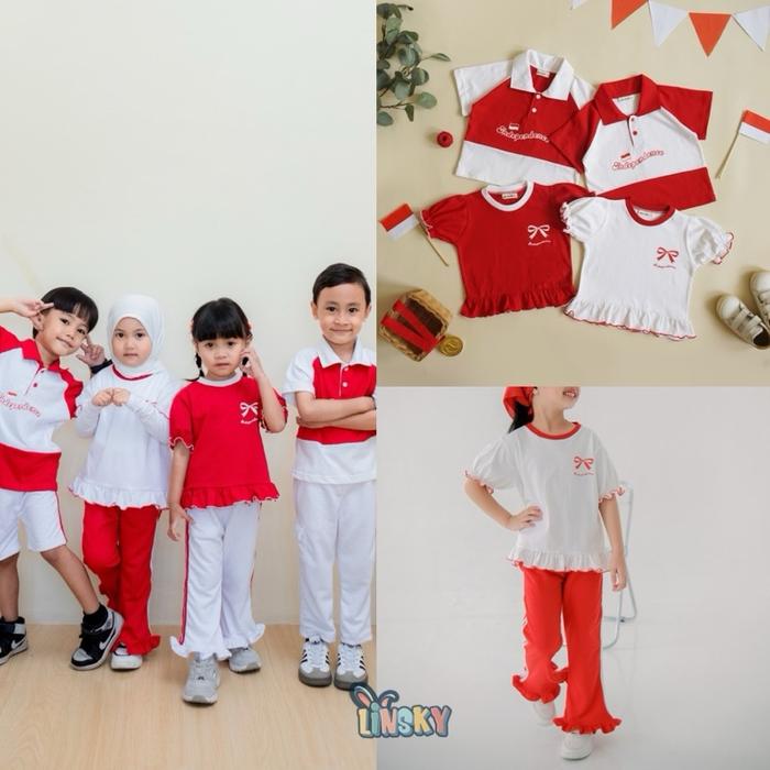 LINSKY BABY - Independence Tee Kaos Anak Merah Putih Cotton