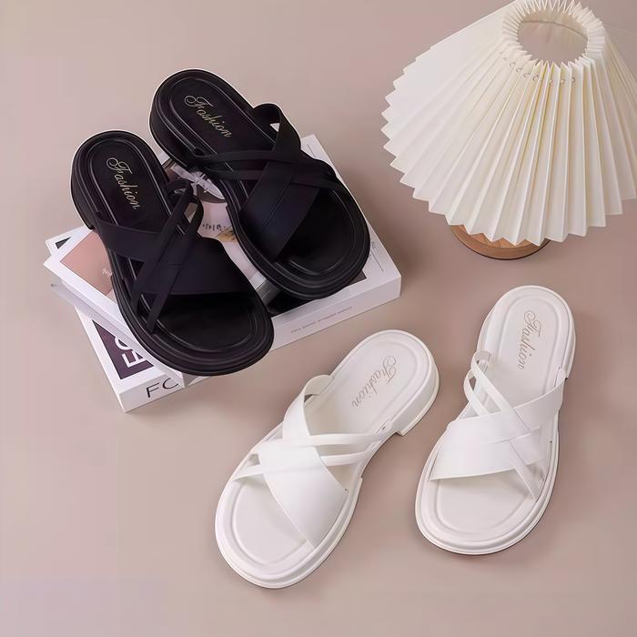 Bunga Sole Sandal Wanita Slop Hak Sendal Hak Tahu Wanita Sendal Karet Heels Empuk Anti cewek jempol 