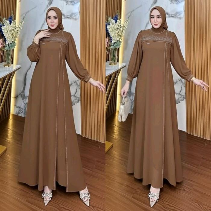 Karina Dress Gamis Model Terbaru Gamis Ceruty Babydoll variasi Swaroski Dress Kondangan Mewah Baju G