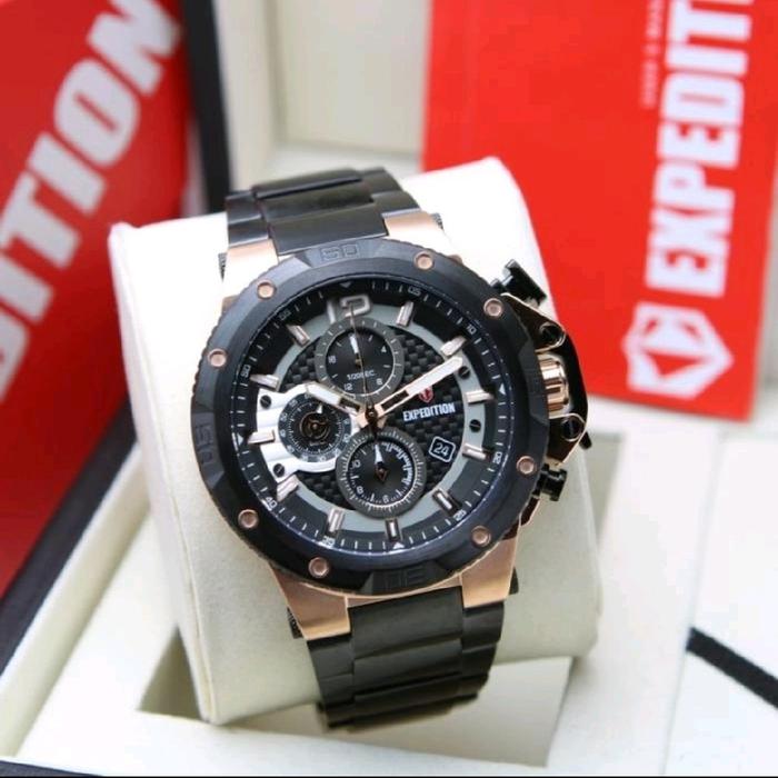 JAM TANGAN PRIA EXPEDITION E6751 E 6751 BLACK ROSEGOLD ORIGINAL