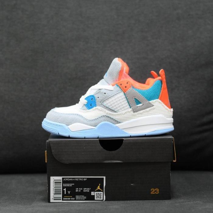 sale SEPATU KIDS JORDAN RETRO 4 WHITE BLUE ORANGE ORIGINAL VIETNAM BNIB
