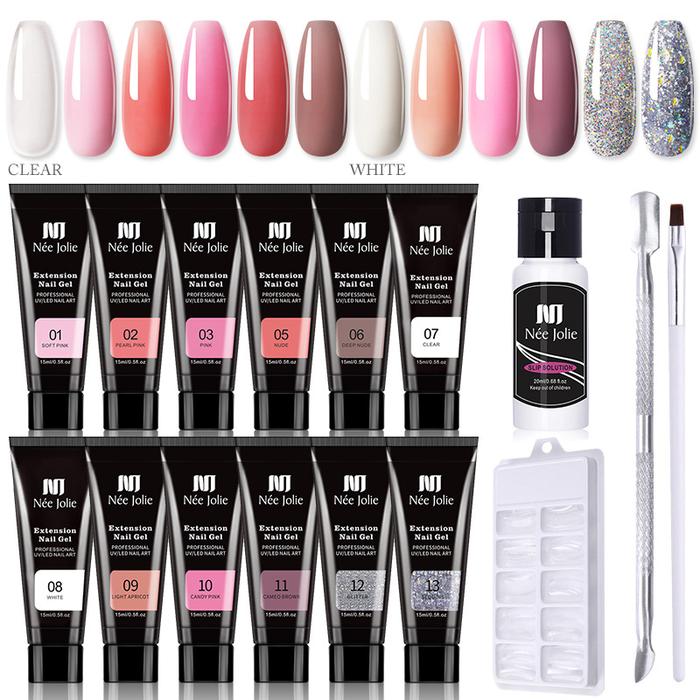 15ml Nail Extension Gel Kit Soak Off UV Gel Acrylic White Clear Gel