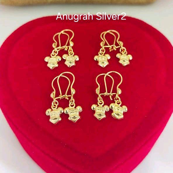 Anting anak kait MICKEY MOUSE warna rose gold lapisan mas kuning murni 24k.