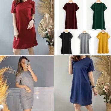 Baju Wanita Gabella Dress Lengan Pendek Polos Cewek Dewasa Gabela Dres