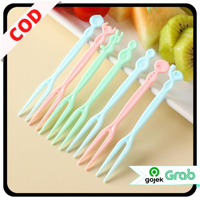 KAISSO - FRUIT FORK MINI TUSUKAN KUE SNACK MULTIFUNGSI ISI 50 PCS GARPU BUAH PLASTIK KECIL