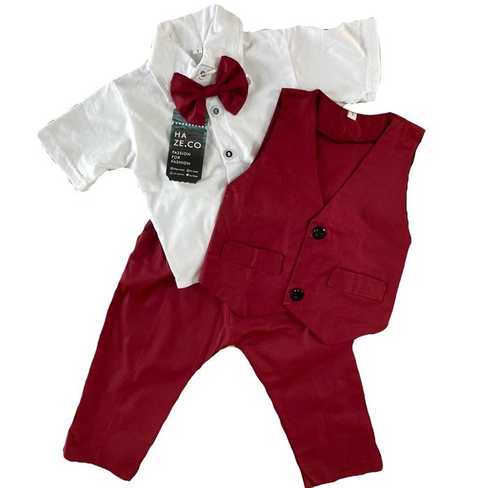 Setelan baju anak jas formal tuxedo pesta ulang 2 3 4 5 6 7 8 9 10 tahun vest rompi dasi kemeja bayi