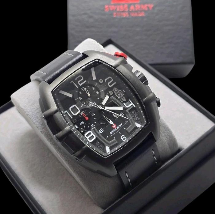 Jam Tangan Pria Swis Army Original Chronograph - Set Box +Kartu Garansi 1Tahun -COD BAYAR DIRUMAH - 
