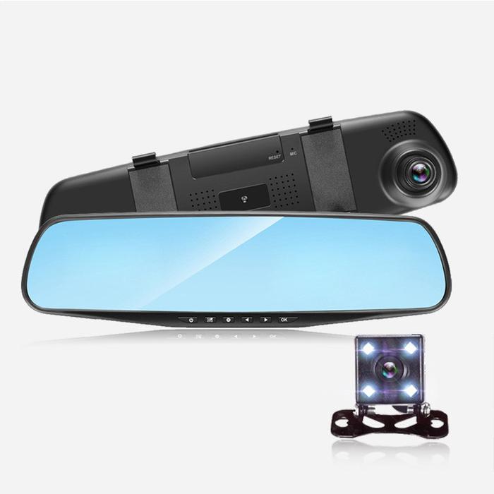 SMARTCOM ~ Dashcam Kamera Mobil Kaca Spion 4.0 Inch DVR Mobil Kaca Spion Dual Lens Car Camera Spion