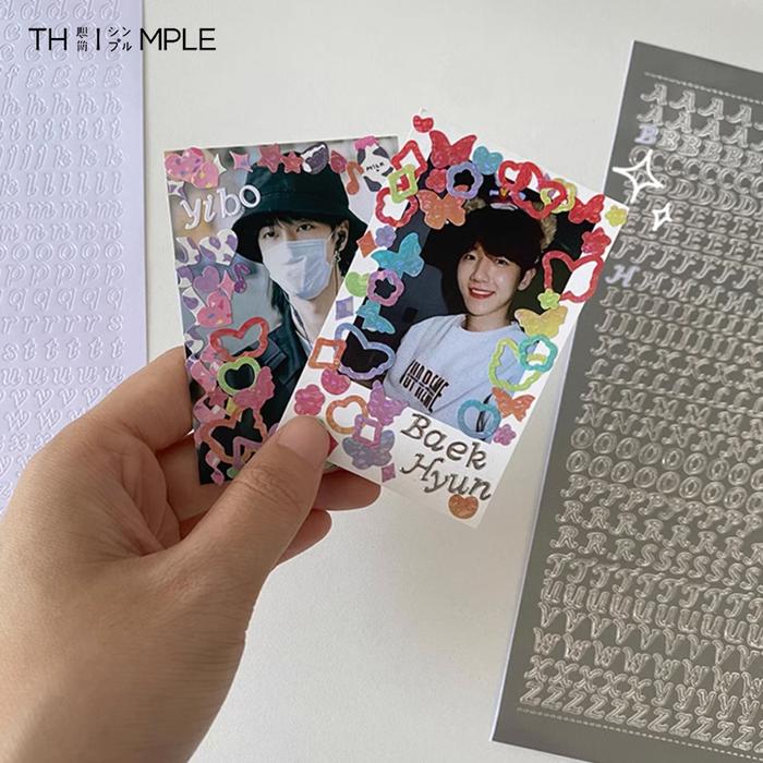 Stiker Huruf Aesthetic abjad Cute Stiker alfabet Lucu Deco Korea Diary Planner DIY Scrapbook Album-T