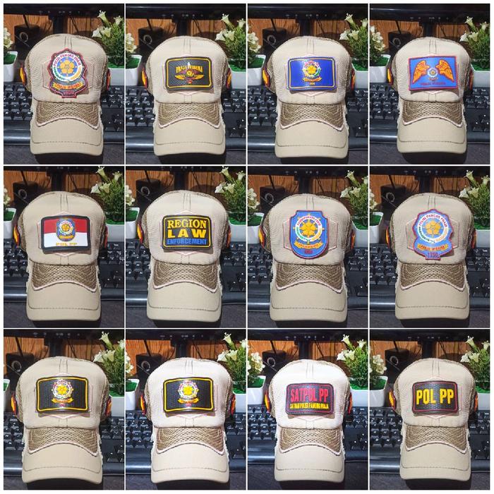 topi satpol pp coak cotton original satu set 3 karet patch rubber satpol pp