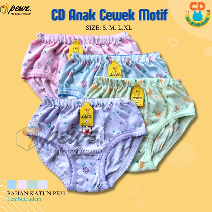 12 pcs Celana Dalam Anak Perempuan polos Tebal | Sempak Anak Cewek warna warni / Cd Anak Cewek Bahan