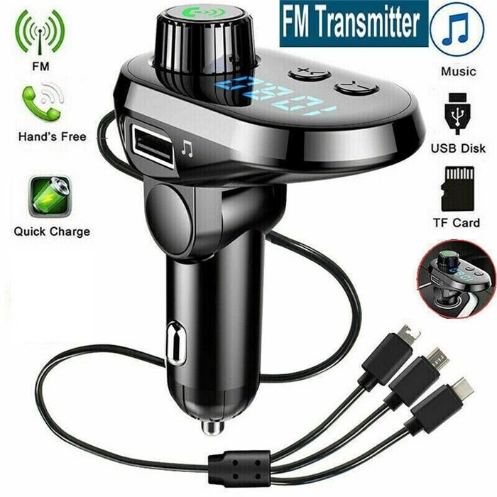 Car Handsfree Wireless Bluetooth 5.0 Kit FM Transmitter Car LCD Display MP3 Player USB Charger FM Mo