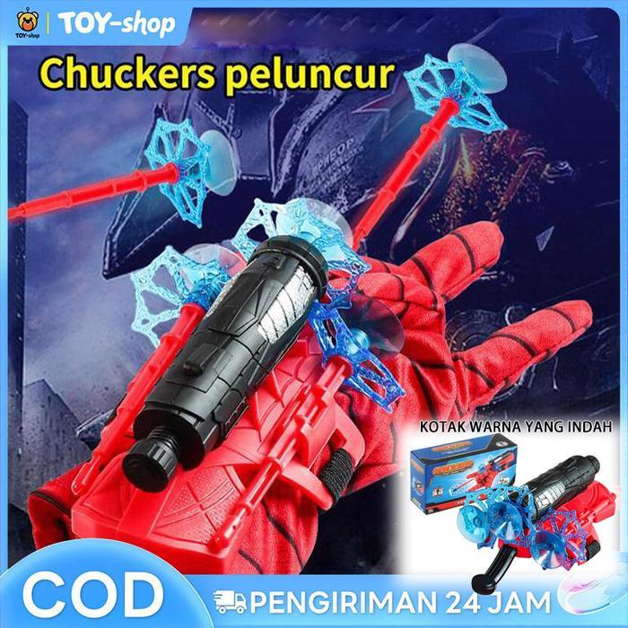 YUNLEO.TOY Set Peluncur Laba-laba Spider-Man Plastik - Mainan Sarung Tangan Penembak Jaring untuk An