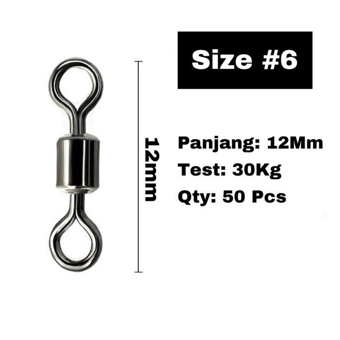Kili Kili Pancing Rolling Swivel SW 50pcs/ 100pcs - #6 50pcs