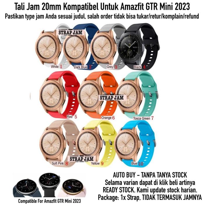 [PREMIER-W] 20MM STRAP AMAZFIT GTR MINI 2023 - TALI JAM TANGAN SILIKON RUBBER ANEKA WARNA HIGH QUALI