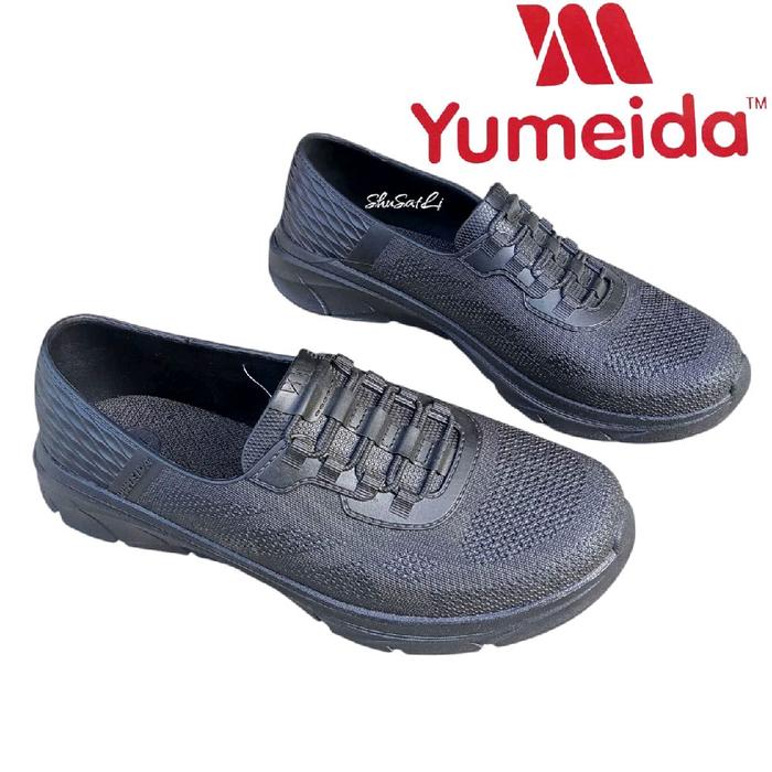 sepatu pantofel pria karet YUMEIDA sepatu kerja pria slip on sepatu formal pria hitam polos