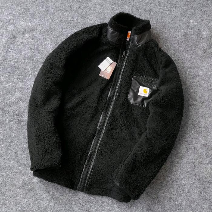 Carhartt Jaket Tretop Serva Bulu Carhatt Pria Wanita Hitam dengan Logo Depan untuk Gaya Anda