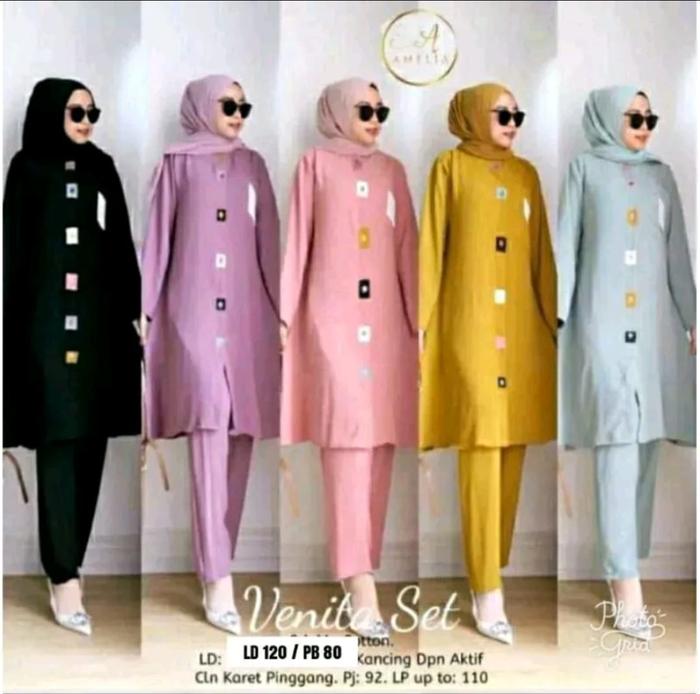 SETELAN TUNIK CRINKLE VENITA SET BUSUI KEKINIAN