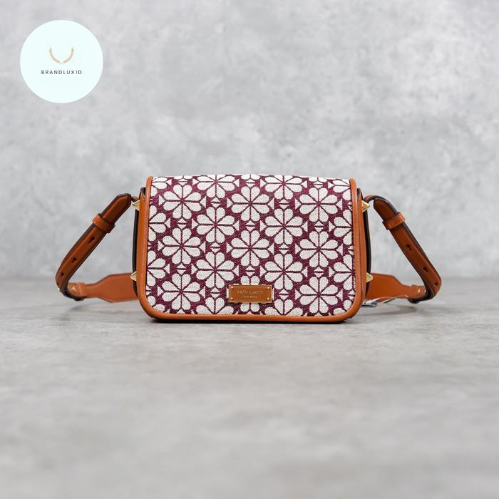 KATE SPADE JACQUARD FLORAL HOBO BAG CROSS BODY BAG IN CAMEL