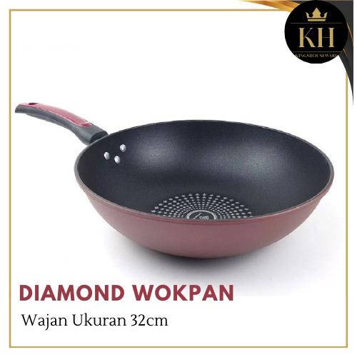 Kh- Diamond Wok Pan Wajan Penggorengan Anti Lengket Ukuran 32cm