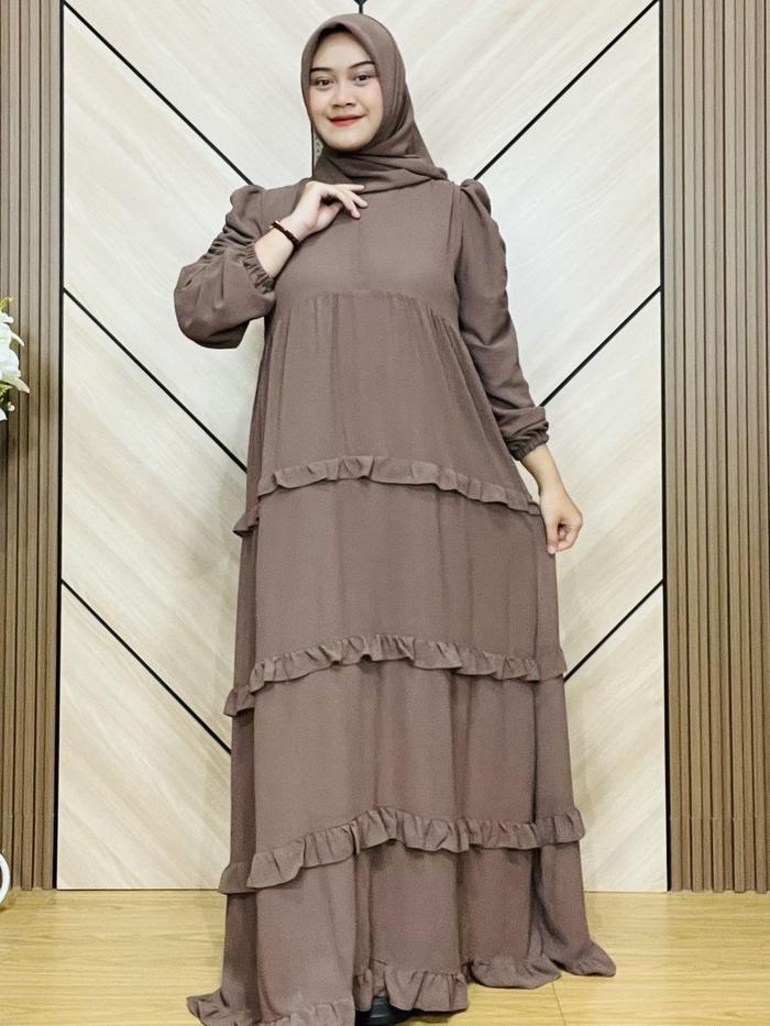 Qudsy Fashion - Gamis Arfia Ceruty Polos Premium - Gaun Elegan dengan Desain Polos dan Kualitas Prem
