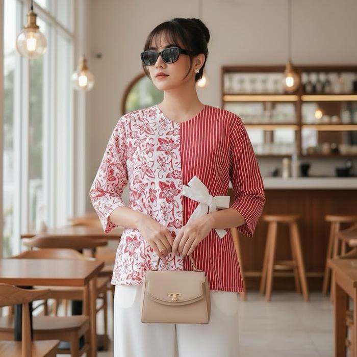Shanaya atasan Batik Wanita Blus peplum Jelita Batik blouse kerja