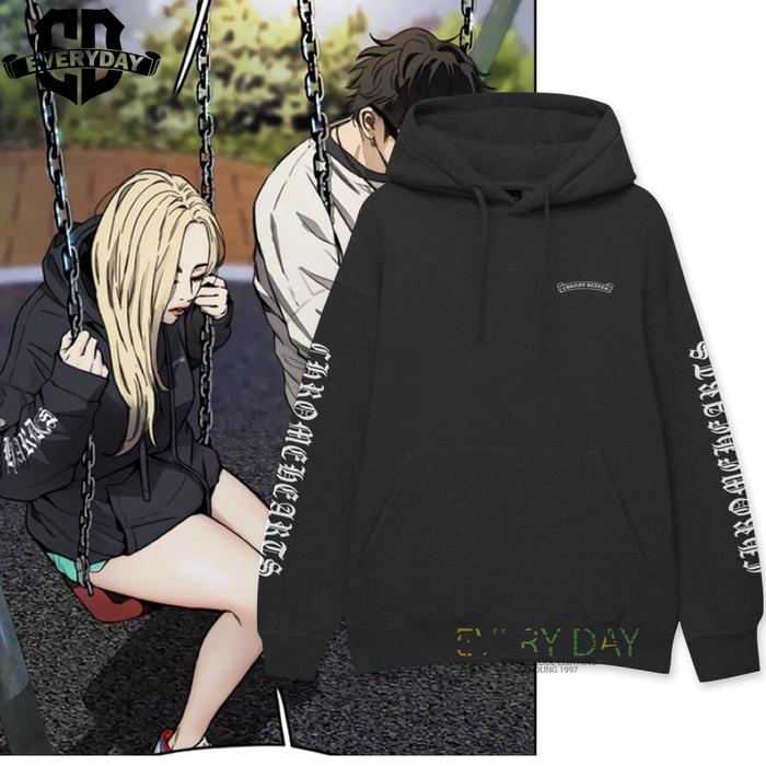 Jaket Hoodie CHROME HEARTS X CROSS Outfit NOAH Wind Breaker Cotton Fleece Nyaman Santai Lembut Logo 