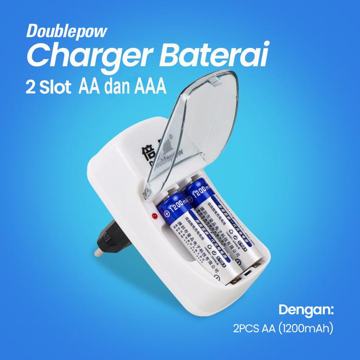 Doublepow Charger Baterai Rechargeable 2 Slot AA AAA with AA 2 PCS - DP-B01 1200