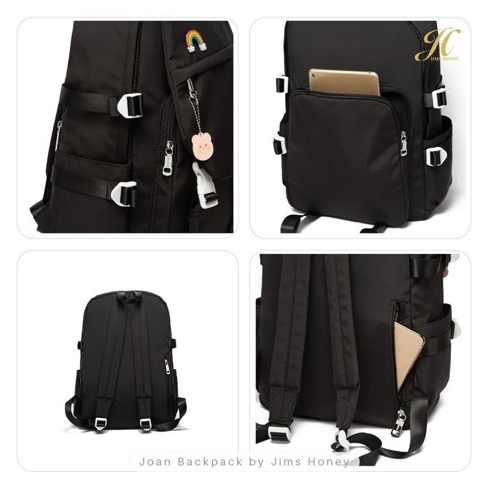 Jims Honey - Joan Backpack Ransel Sintetis Hitam Merah Muda