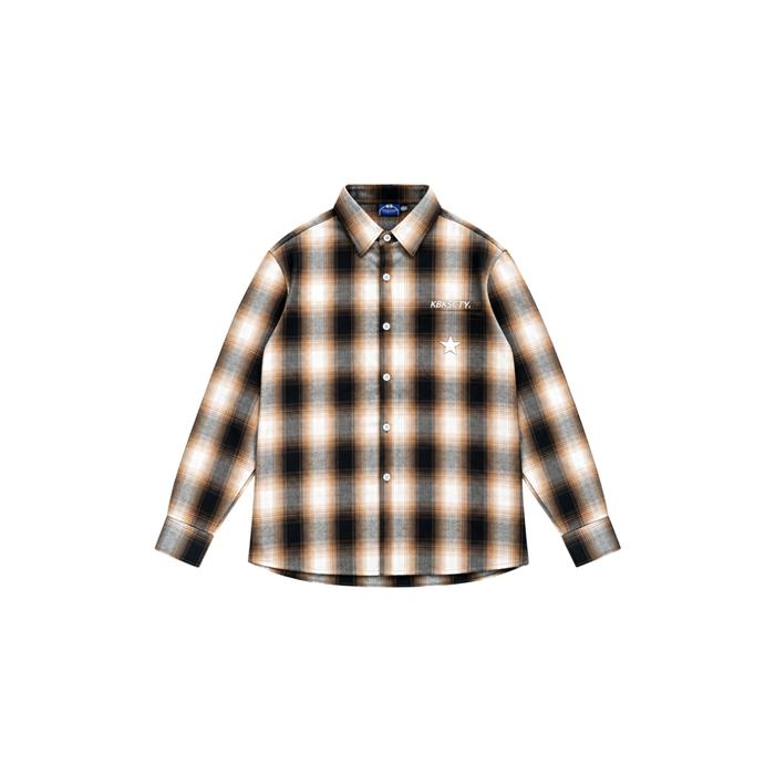 Kubik Society Flanel Veterano - Kemeja Flanel Veterano Wood Graphic Brown