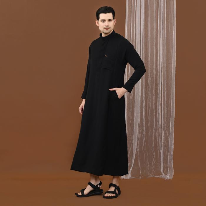 Moeslem Studio Alhade Thobe Knobs Dan Zipper Series UV Protection Jubah Gamis Pria Elegant Premium B