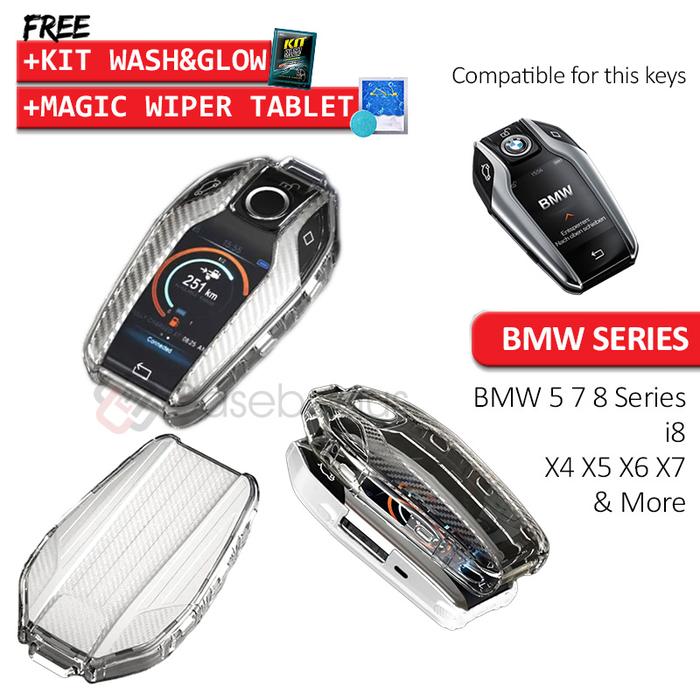 BMW 5 7 8 i8 X4 X5 X6 X7 - Transparent Case Kunci Mobil Key Cover G01 G02 G05 G07 G11 G12 G15 G30 G3