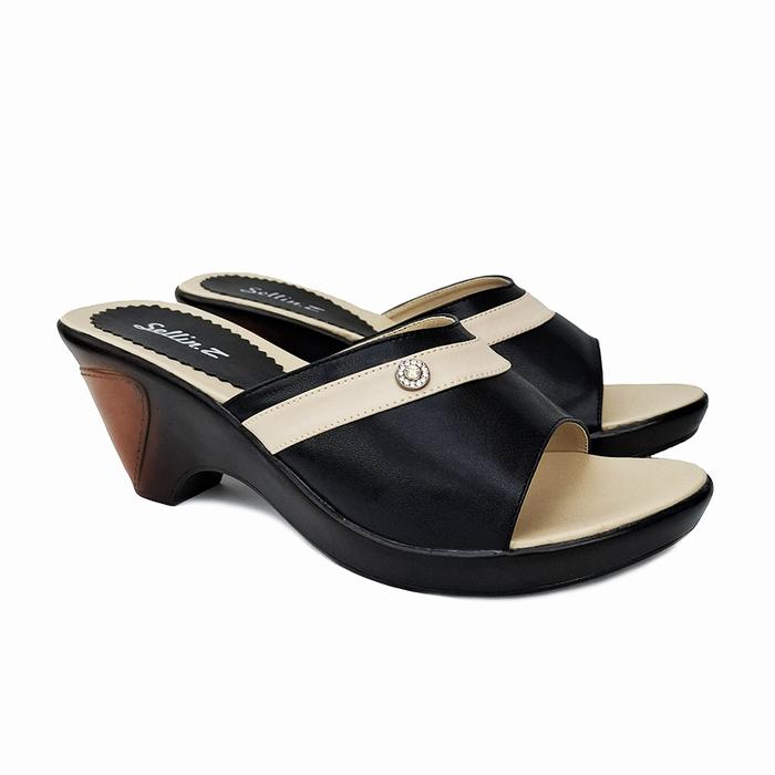 Sandal wedges clogs kondangan sandal wedges kulit LG-B911 ori sendal ibu modis Wanita Cewek Jepit