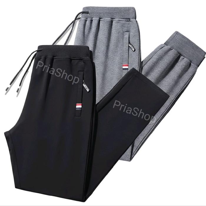 Paket 4 Pcs Celana Jogger Panjang Cowok Cewek Dewasa Uniseks Abu Hitam Cream Sport Bahan Babyterry T
