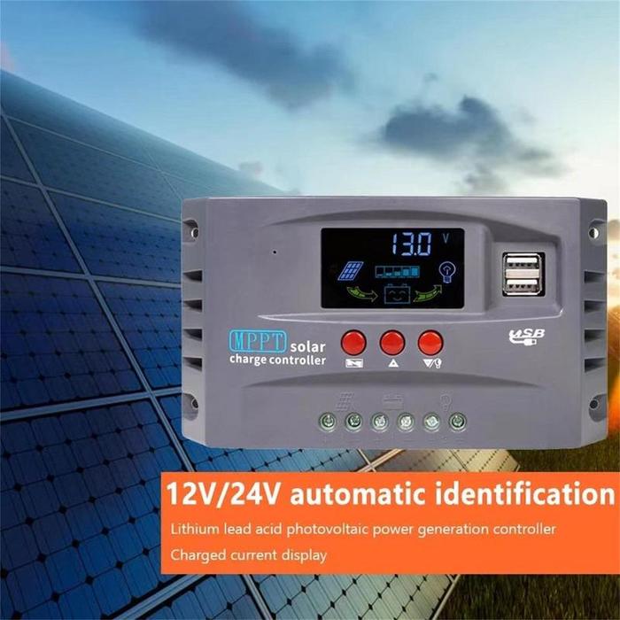 Solar Charge Controller Solar Panel Controller 12V/24V Adjustable LCD