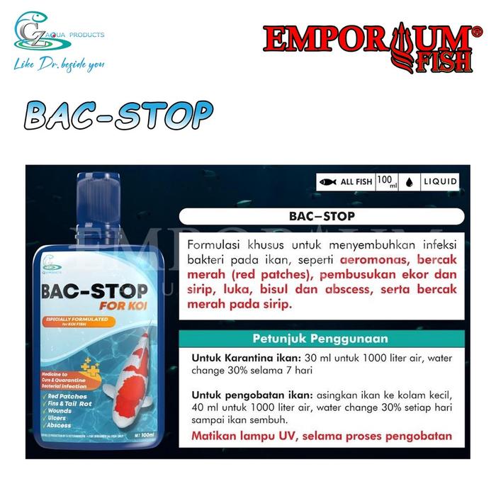 CZ Aqua Bac-Stop for Koi obat infeksi bakteri ikan koi dan karantina