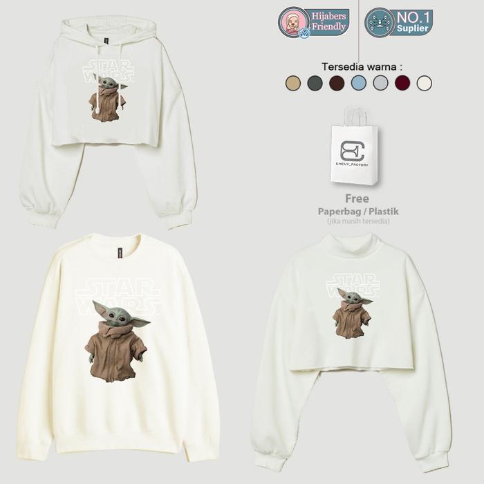 Top Crewneck Starwars Original Soft Cream Sweater Wanita Broken White Korea Style Sablon Dtf Awet